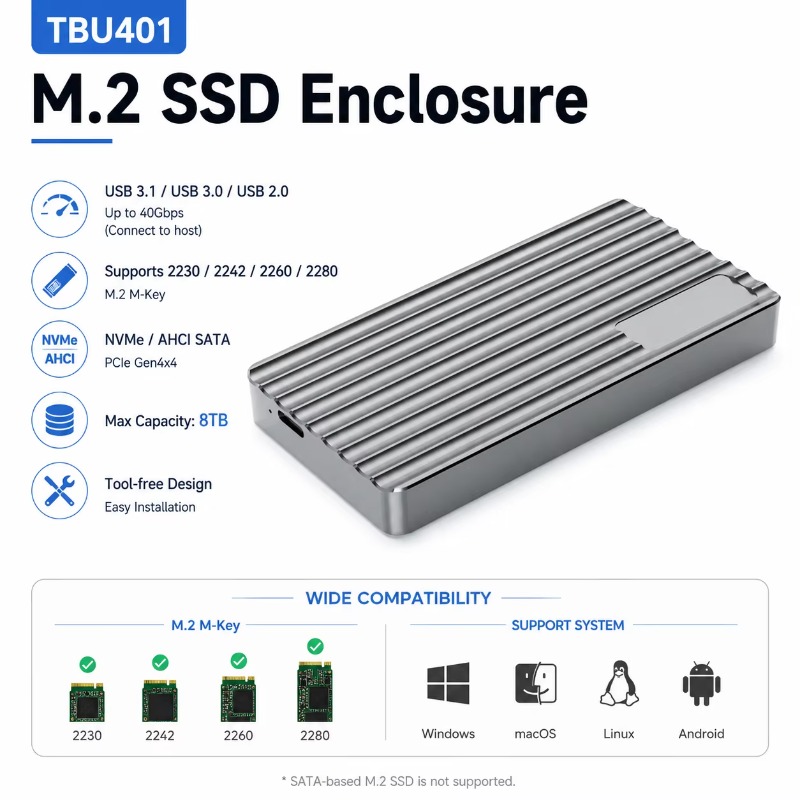 Carcasa Externa Portátil de Al - Usb4 40Gbps External Ssd 8Tb reseña y precio